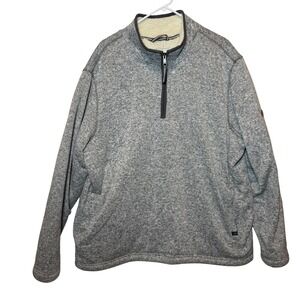 Orvis Classic Collection Mens XXL Gray 1/4 Zip Fleece Lined Pullover Sherpa Warm